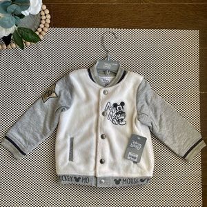 NWT Disney Baby Mickey Mouse Bomber Gray Baby embroidered Jacket size 18-24 Mos